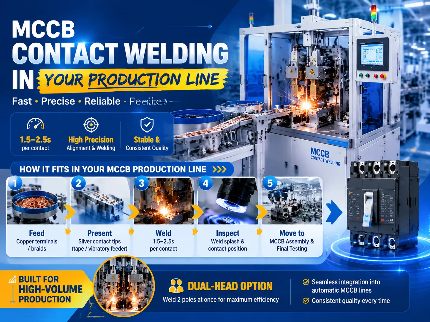 How an MCCB contact welding machine fits into your production line