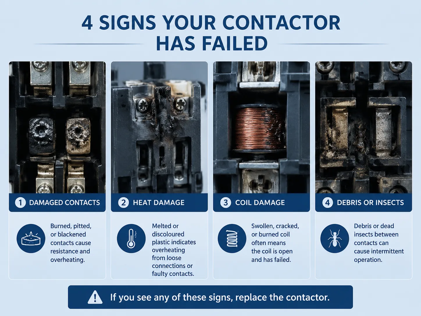 How to Tell If a Contactor Has Already Failed The Visual Check