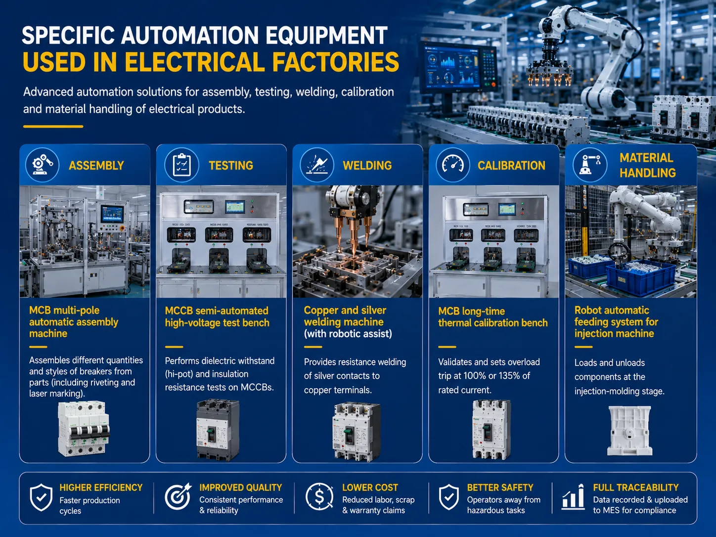 Specific automation equipment used in electrical factories
