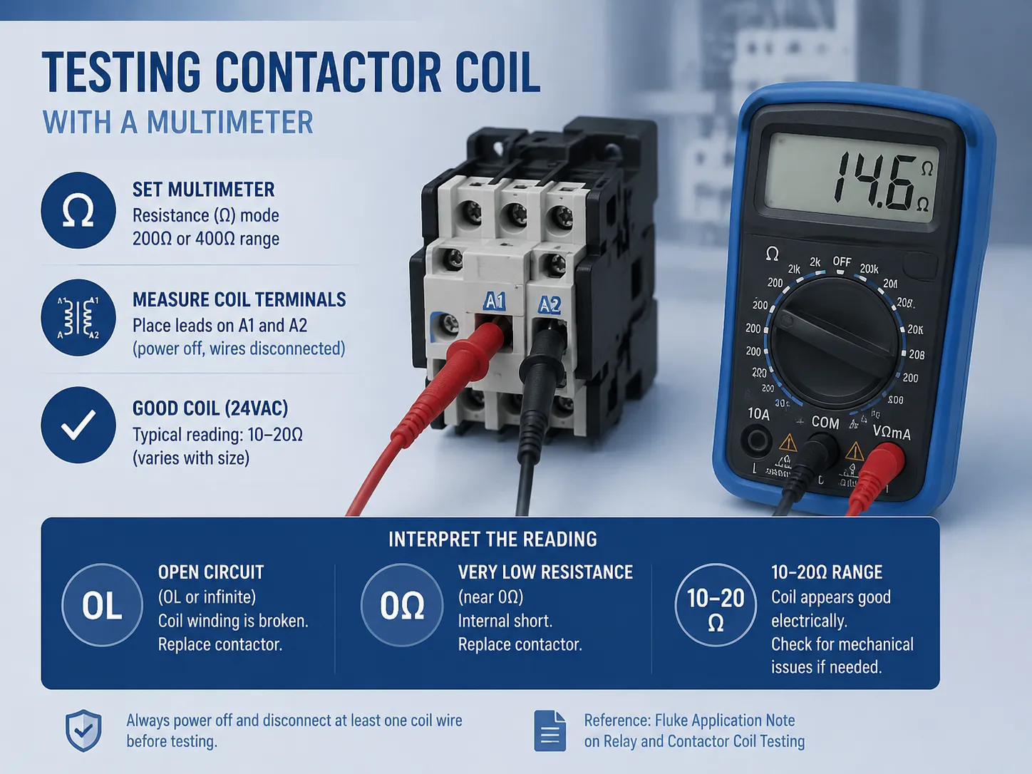 Testing the Contactor Coil with a Multimeter