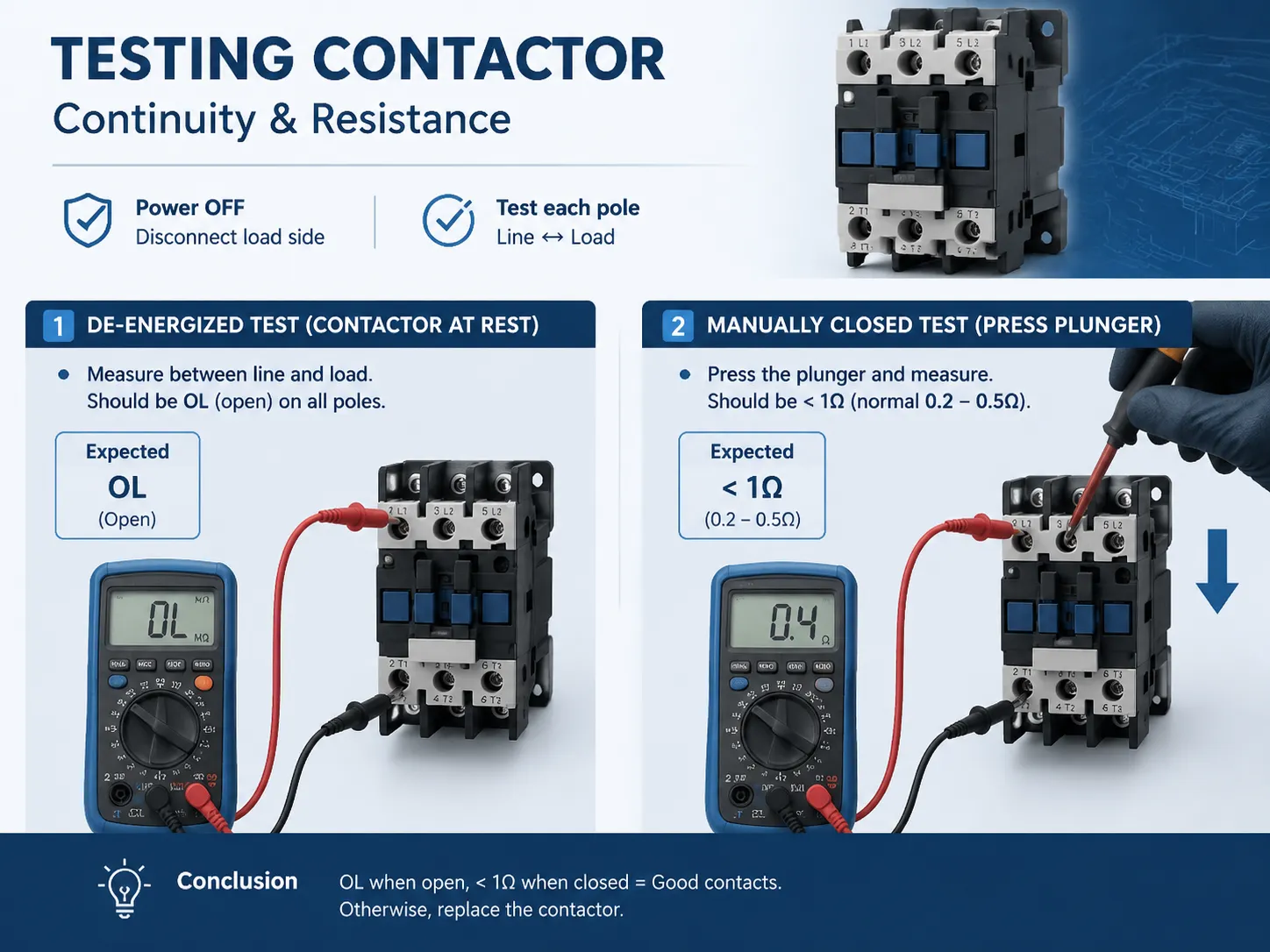 Testing the Contacts for Continuity and Resistance