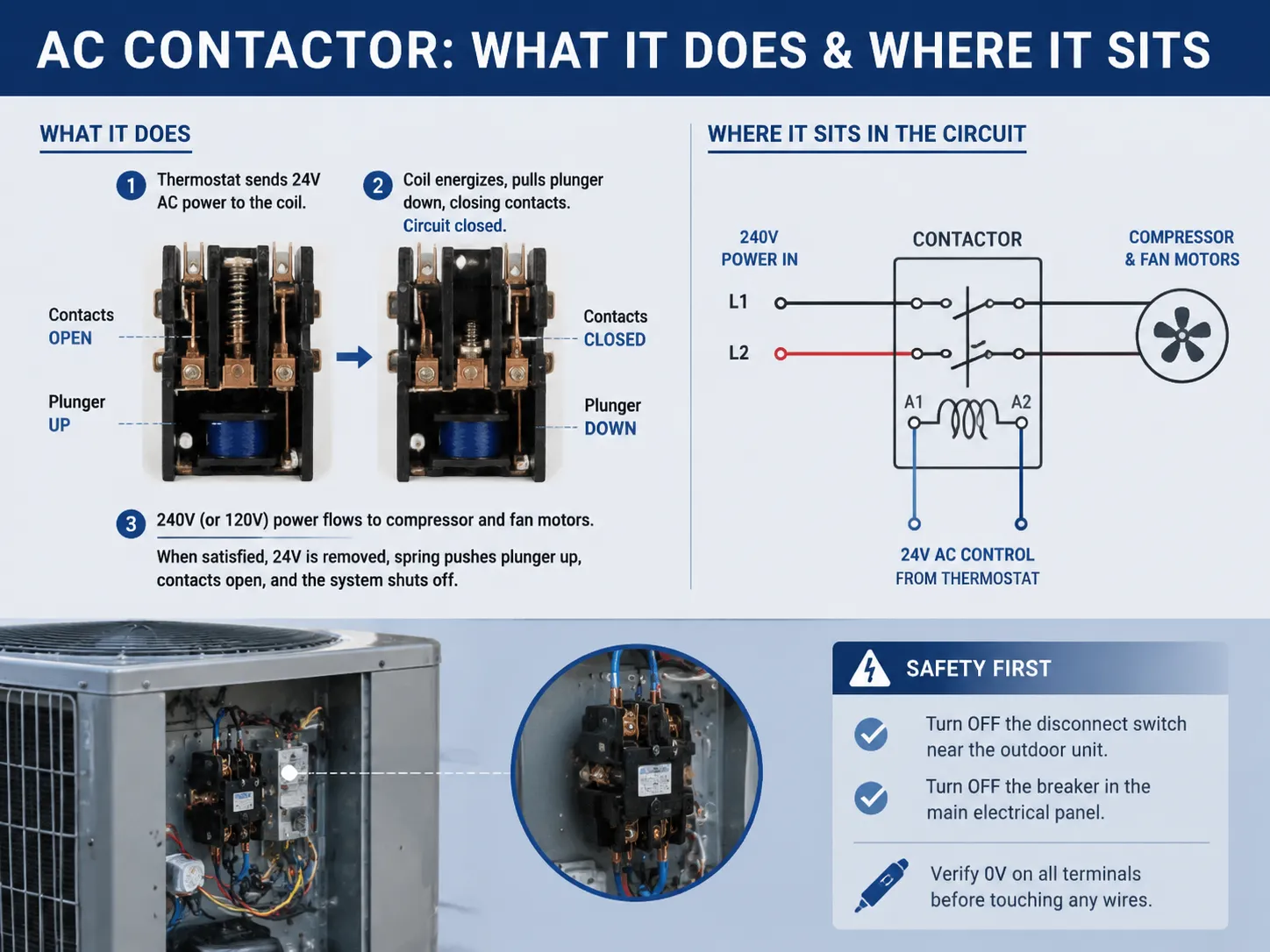 What an AC Contactor Does and Where It Sits in the Circuit