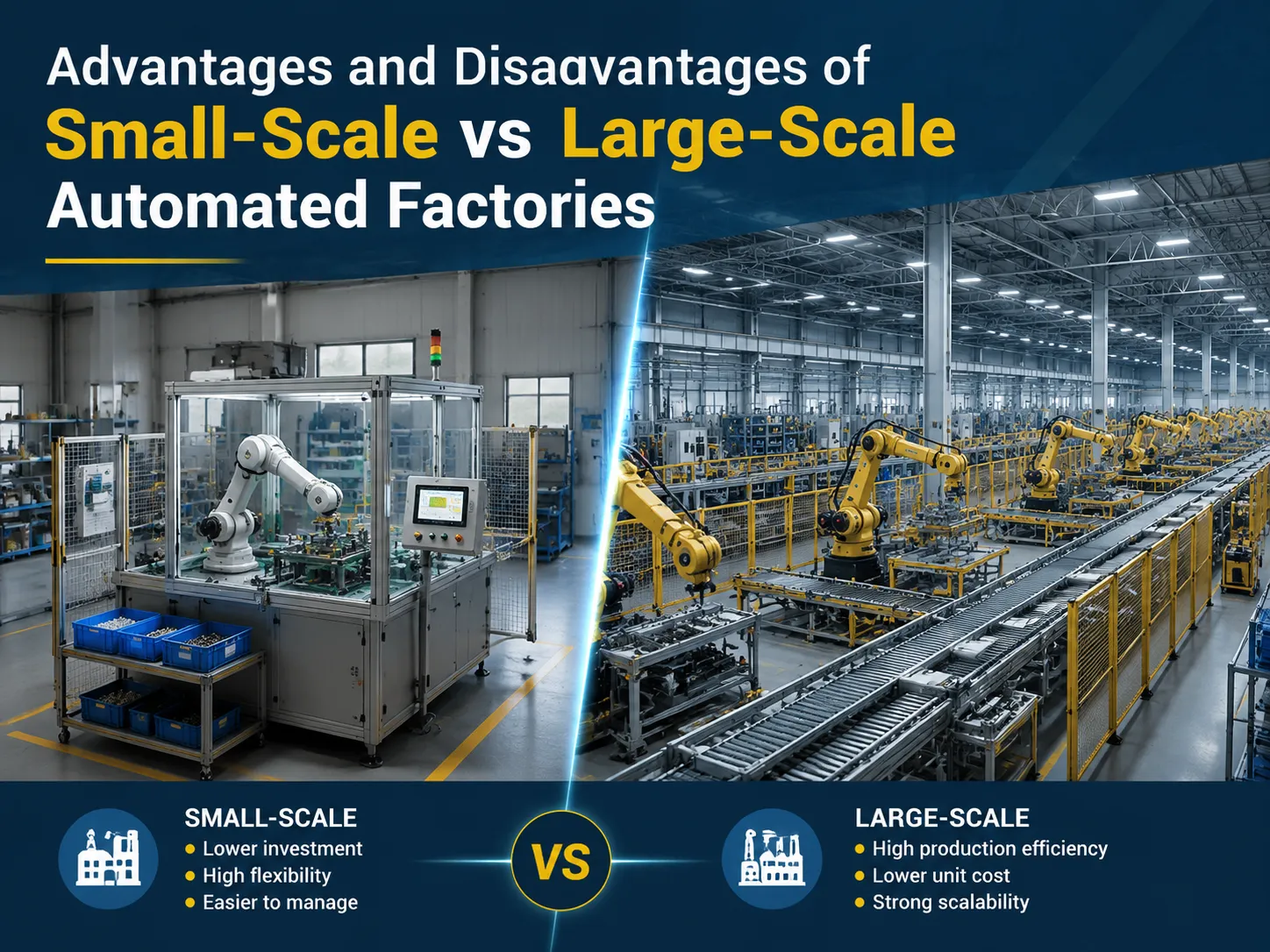 Advantages and Disadvantages of Small‑Scale vs Large‑Scale Automated Factories