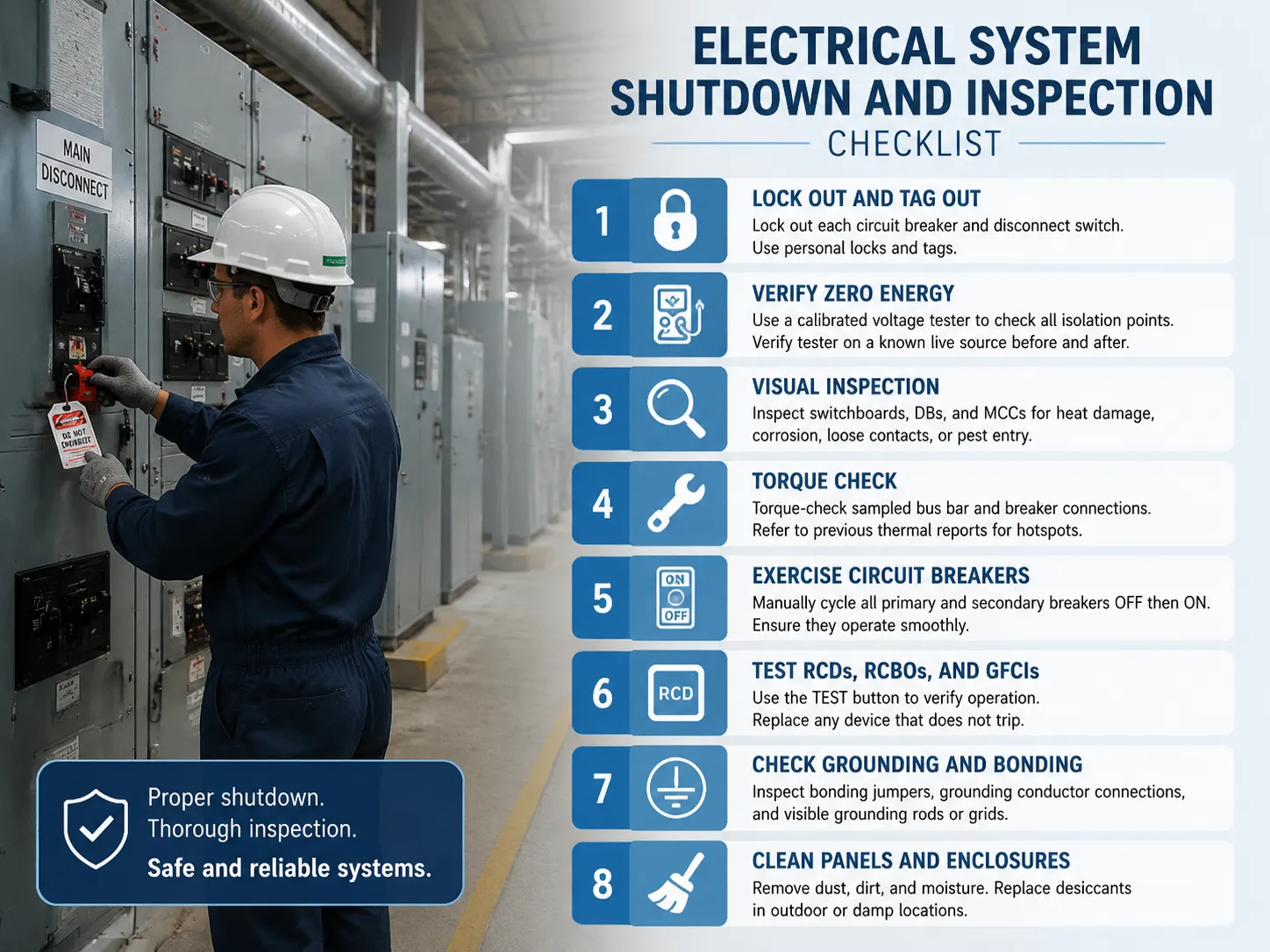 Electrical System Shutdown and Inspection Checklist