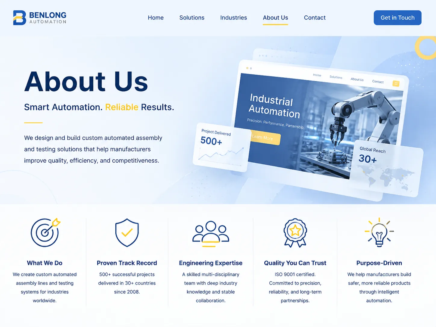What a B2B Industrial Automation About Us Page Must Include