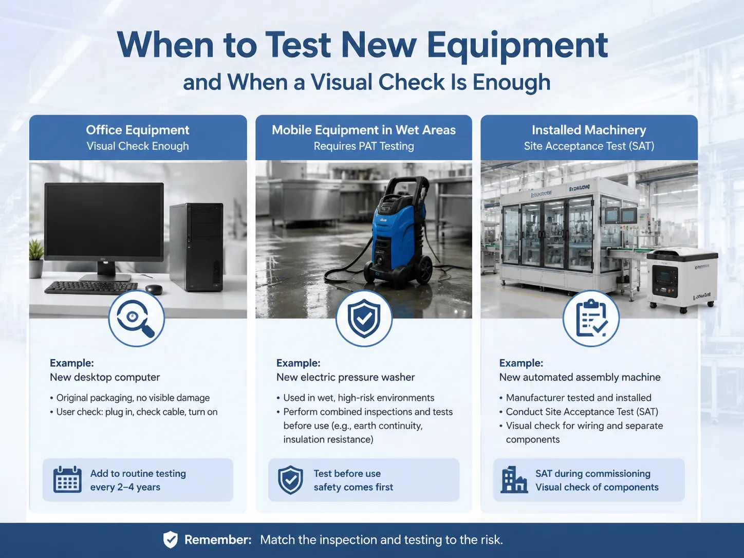 When to Test New Equipment and When a Visual Check Is Enough