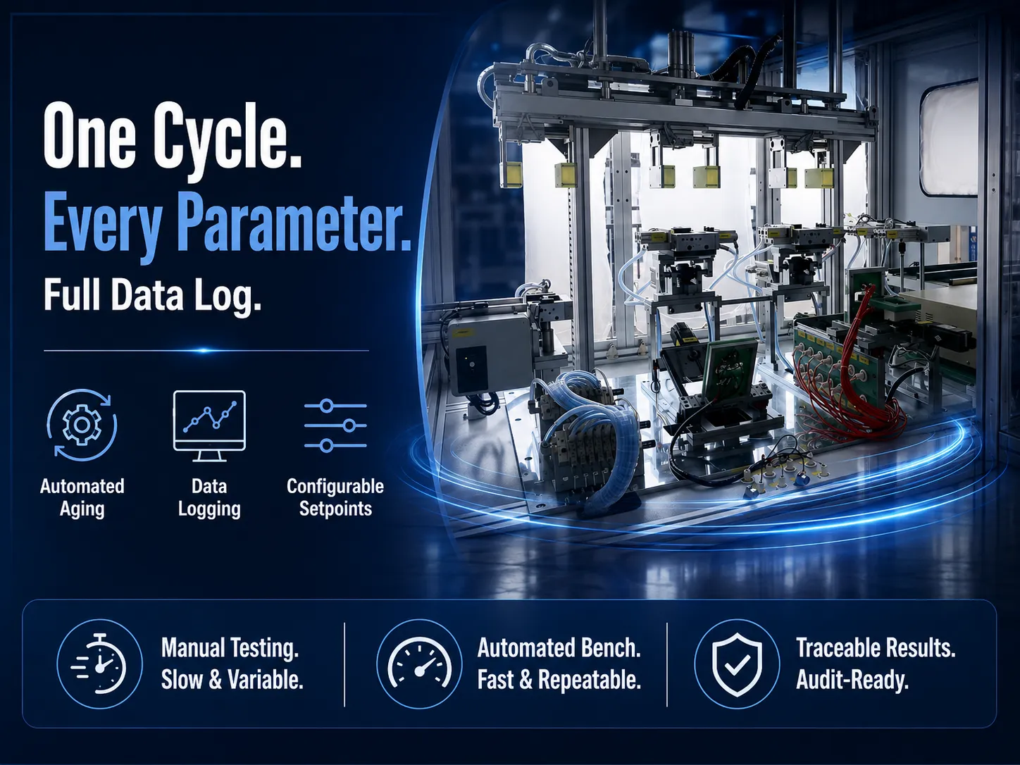 AC contactor comprehensive test machine running an automated test cycle