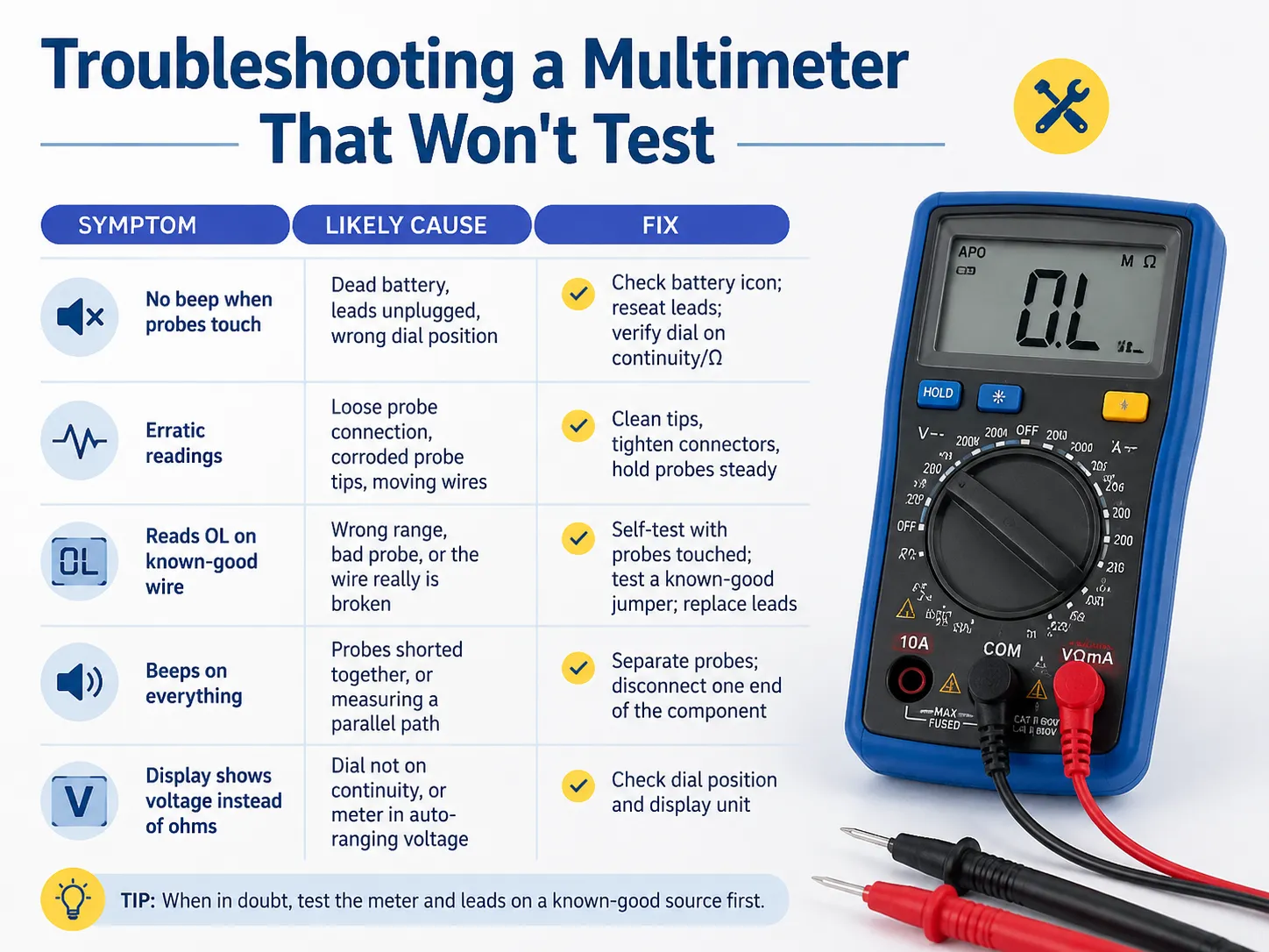Troubleshooting a Multimeter That Won't Test
