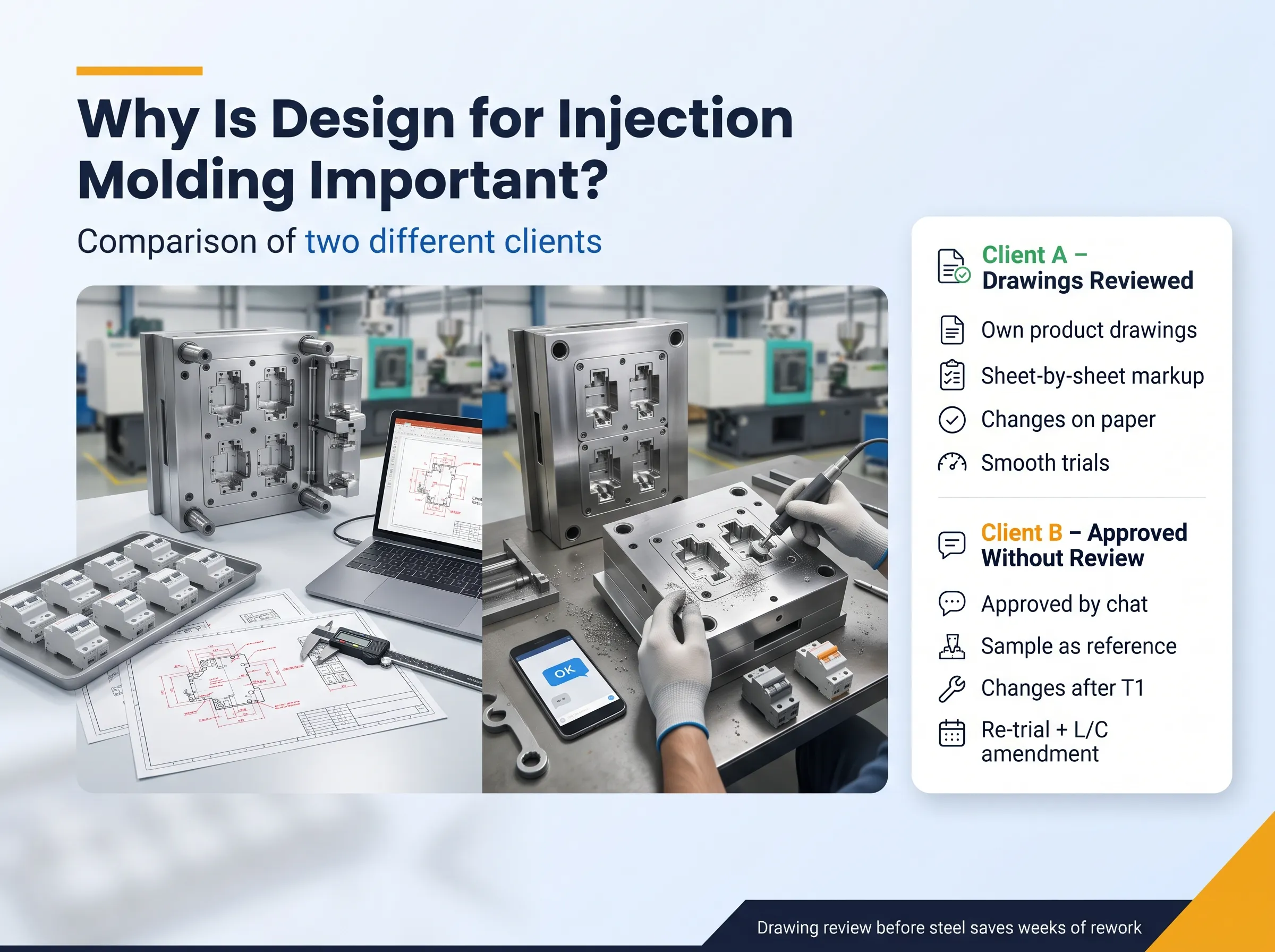 Why Is Design for Injection Molding Important? Comparison of two different clients